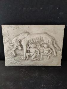 Mattonella - Lupa, Romolo e Remo - 50 x 36 cm - Marmo d'Istria - Fine XIX secolo