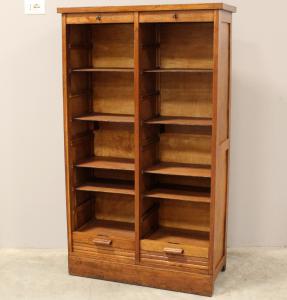 Antico classificatore archivio schedario serranda in rovere - Foto 6