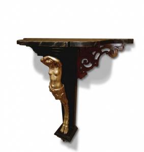 WALL CONSOLE WITH MALE CARYATID LATE 19TH - EARLY 20TH CENTURY