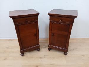 Pair of Louis Philippe nightstands - walnut - 1800s - Carlo X cappuccino cabinet