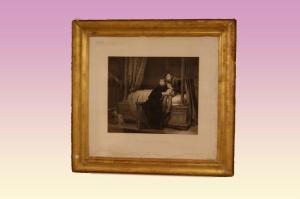 Gravura francesa antiga de 1800 "Les enfans d' Edouard"
