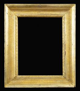 Cornice antica Impero Napoletana in legno dorato e intagliato appartenente alla prima decade del XIX secolo.