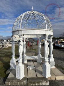 Gazebo with cast iron statues