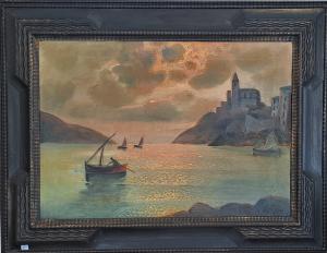 " NOTTURNO A PORTOVENERE" - OLIO SU TELA - GIUSEPPE CASELLI (1893 - 1976)