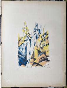 MINO DELLE SITE (ARTISTA FUTURISTA LECCE 1914 - 1996 ROMA)  SERIGRAFIA CONCERTO DI BACH 1970