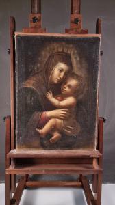 Antikes Gemälde Madonna mit Kind aus dem 17. Jahrhundert, 58,5 x 81,5 cm