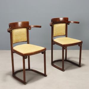 Coppia di Sedie Wittmann Fledermaus di Josef Hoffmann XIX Secolo