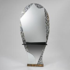 Cristal Art, Mirror with Shelf, 1960, Manufactured by Cristal Art Italia, 1960