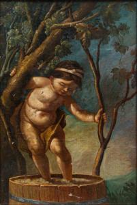 Flemish school, large antique painting (17th century), Bacchus 600'