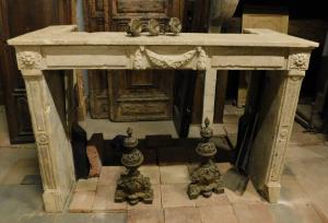 chp280 carved stone fireplace, Louis XVI style, size 153 x h 105, d. 66