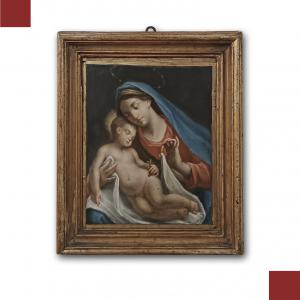PAINTING WITH MADONNA AND CHILD LATE 18TH CENTURY