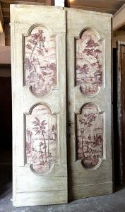 PTL736 - Importante porta a doppia anta, laccata, Epoca '600/'700, Provenienza Roma