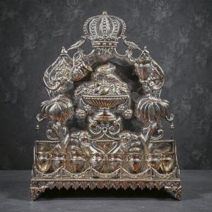 Lampada Hanukkah in Argento - Polonia XIX Secolo 
