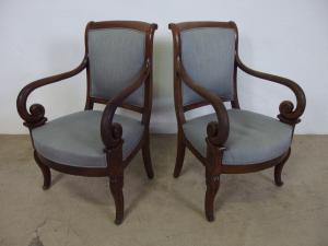 COPPIA DI POLTRONE STILE IMPERO IN NOCE EPOCA 800 FRANCIA  cm L59xL49xH90