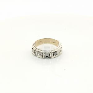 Anello a fascia in oro argento e diamanti