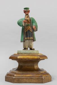 Wooden and colored gypsum incense burner depicting a Turk, 18th century