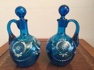 Coppia di antiche bottiglie di Murano