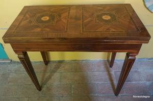 Mesa de consola dobrável estilo Luís XVI de Rolo, incrustada