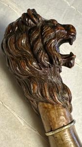Walking stick with carved lion head handle - Napoleon III