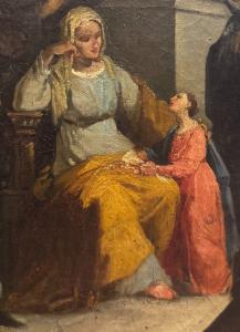 S.Anna e l’educazione della Vergine Maria, dipinto su tela, XIX secolo. - Foto 7