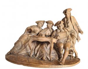 Gruppo di terracotta raffigurante scena settecentesca