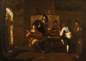 Compagnia di suonatori in una locanda, Caravaggesco romano del XVII secolo