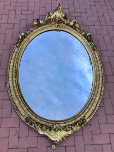 Gilded Oval Charles X Mirror - Restored (Work in Progress)_car 2494