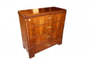 1800s North European Biedermeier style chest of drawers in fine mahogany wood