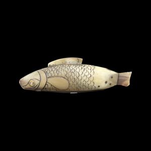 Snuff box in engraved horn depicting a fish.