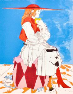 "Dama" - Litografia a colori, Stampa-Multiplo di Arturo Carmassi