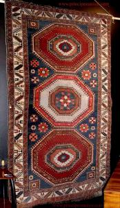 Importante tapete antigo caucasiano Kazak tribal de 1870 aprox.