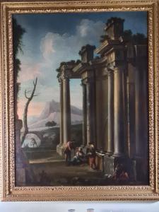 Alessandro Salucci (Fi.1590 - Ro.1657) "Architektonisches Capriccio mit Figuren an der Quelle"