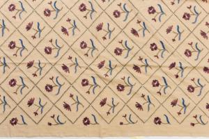 Ivory fabric with lilac flower embroidery - T/197 -