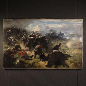 Grande battaglia del XIX secolo, dipinto firmado H.P.
