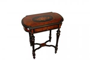 French Louis XVI style toilet table in ebony and burr wood, 19th century