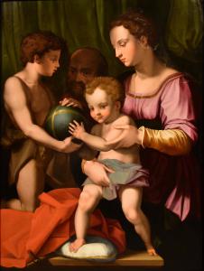 La Sacra Famiglia con San Giovannino, Agnolo di Cosimo detto 'il Bronzino' (Monticelli di Firenze, 1503 - Firenze, 1572)