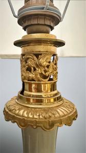 Coppia di Lampade da Tavolo in Porcellana Celadon e Bronzo Dorato – XIX secolo - Foto 7