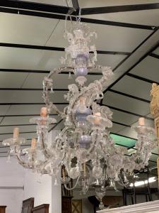 Murano Glas Leuchter mit Spirale und 10 Flammen