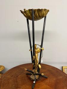 Antique Gueridon with gilded putto 19th century, 92x36x30cm