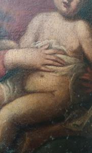 Antico dipinto , olio su tela ,Madonna con bambino - Foto 5
