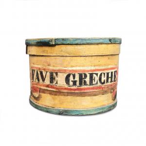 Runde lackierte Dose "Griechische Bohnen"