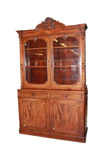 Grande credenza doppio corpo Luigi Filippo in legno di mogano XIX secolo