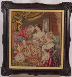 Antique English needlepoint embroidery from the 1800s