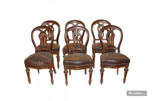 Gruppo di 6 sedie della seconda metà del 1800 stile Luigi Filippo in legno di noce