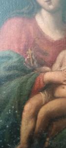 Antico dipinto , olio su tela ,Madonna con bambino - Foto 8