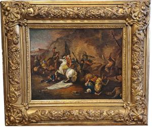 PEQUENA BATALHA - ÓLEO SOBRE TELA - SÉC. XVIII