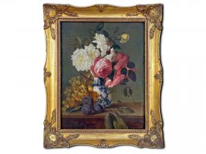 Natura morta con rose e frutta 