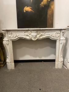 Louis XV fireplace in White Carrara marble 162 × 46x 111 height