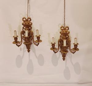 PAR DE APLIQUES EM BRONZE DOURADO, SEGUNDA METADE DO SÉCULO XIX