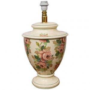 Lampada in ceramica con rose dipinte a mano - O/2626